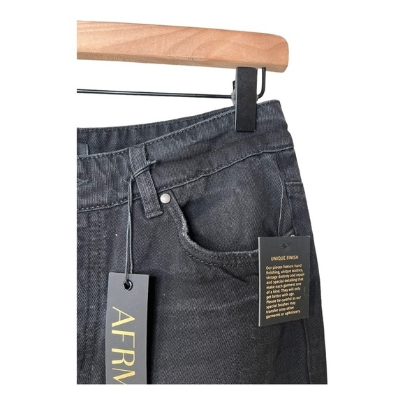 AFRM Black Cyrus Super High Rise Distressed Ripped Jeans Style ARVB021405 - Picture 8 of 11